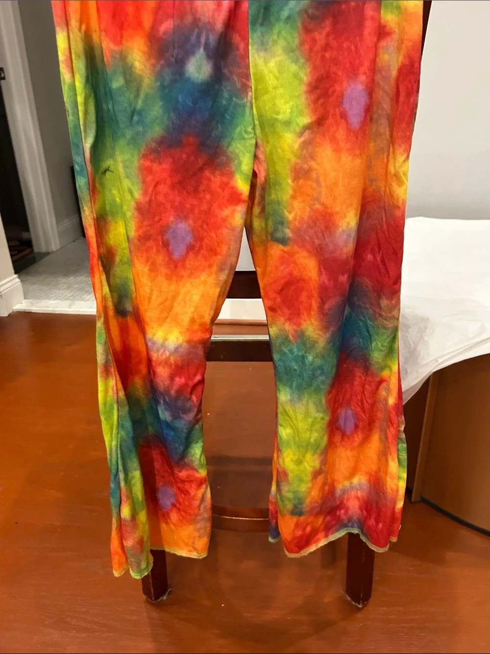 Kids Rainbow Tie-Dye Leggings with Lime Trim - Costume